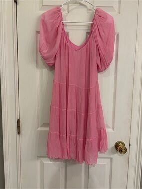 Rebecca Taylor Pink puff sleeve dress